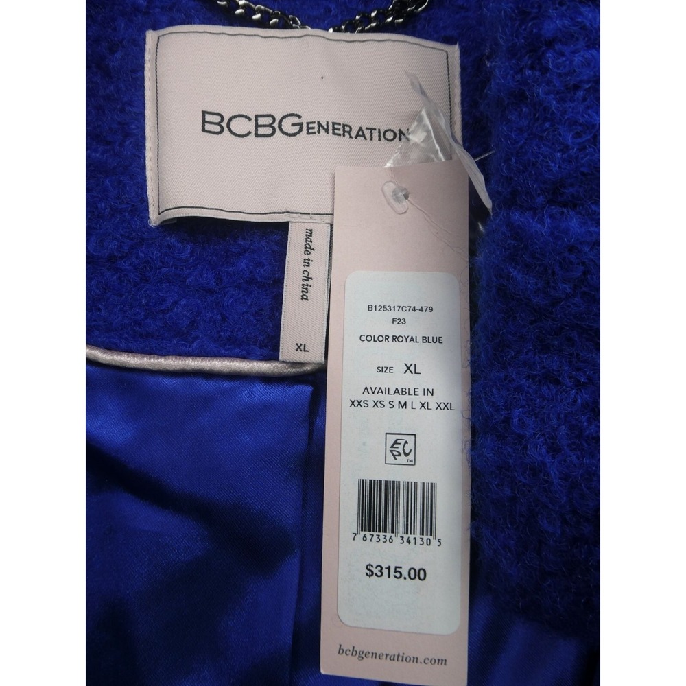 BCBGenerations Women's Boucle Longline Royal Blue Coat XL - Picture 7 of 7
